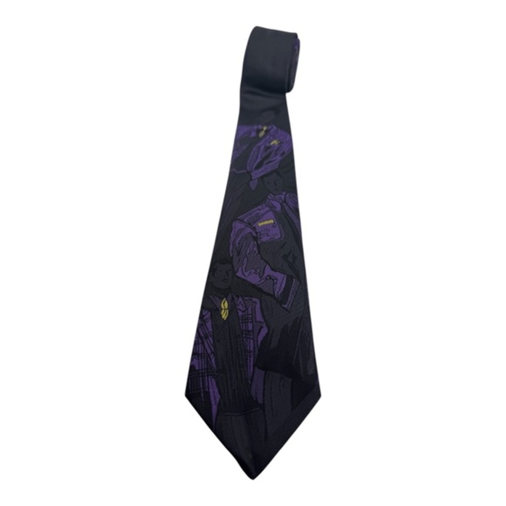 Vintage Nino Foriero Tie Polyester Purple All Over Print Novelty Tie 56” x 2.87”